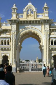 The formal main gate at Mysore Palace