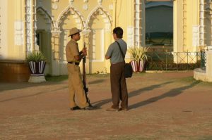 Mysore - guard and guest on
