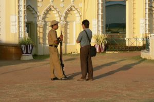 Mysore - guard and guest on