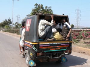 Crowded taxi in Goa