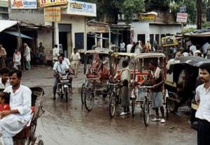 Varanasi pedicabs waiting