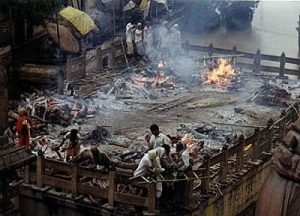 Varanasi morning cremation pyres (ghats)