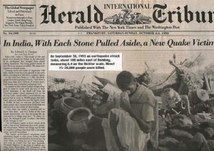 IHT Earthquake headline 10/02/93