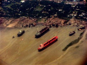 Airplane view of the ship-breaking yard (see photos).