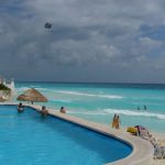 Mexico, Cancun - resort hotel pool on the beach