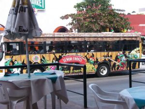 Mexico, Cancun - colorful bus service