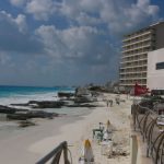 Mexico, Cancun - rocks along the hotel beach strip