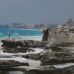 Mexico, Cancun - rocks along the hotel beach strip