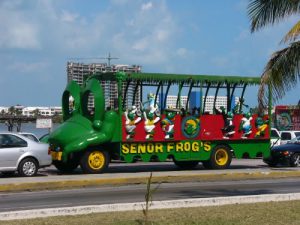 Mexico, Cancun - Senor Frogs bus