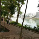 Dhaka - schoolkids on a river walkway