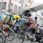 Dhaka - rickshaw and bicycle traffic jam.