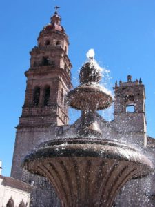 Morelia - church fountain