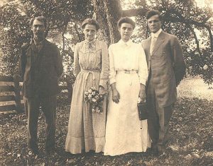 Wedding photo of Cora and Francis with her parents They were