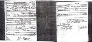 John's registration card for his conscription into the army, June