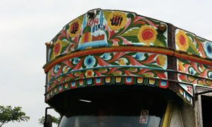 Trucks are highly decorated with floral