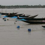 Fishing boats lined up with nets