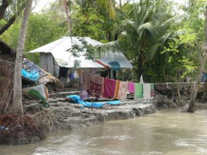 Small make-shift hovels are home to the local residents.