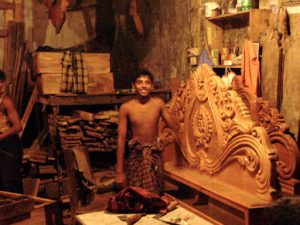 Mongla town scene - furniture shop carver