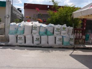 Salt packs waiting for a pick-up.