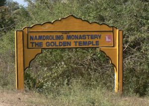 Roadside sign near monastery