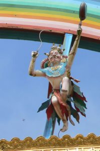 Temple detail of drummer