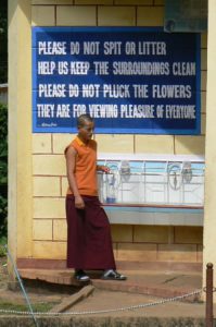 Student filling his water