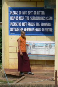 Student filling his water