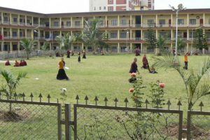 Monastery school campus with students