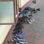 Sandals outside the classrooms