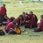 Students studying outside (for an exam?)