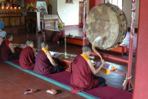 Students practicing music and chanting