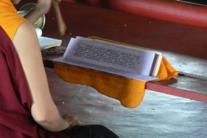 Students practicing music including sacred chants