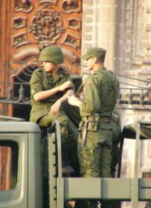 Zocalo Square is closely watched by the police.