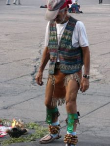 Zocalo Square - colorful native performing a fire ritual