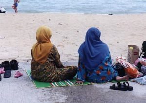 Muslim family at East Coast Park