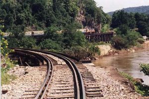 Kwai tracks with train