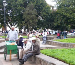 Pátzcuaro - park in front of the Cathedral of Michoacán