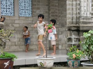 Nha Trang - kids playing at Catholic church