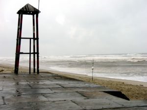 China Beach on a stormy day Tower post