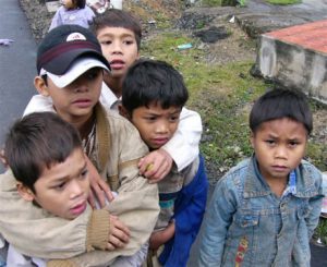 Kids begging from tourists