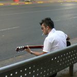 Streetside guitar player in Tel Aviv