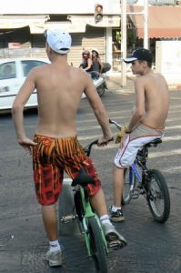 Bikers on Rothschild Street in Tel