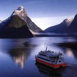Milford Sound cruise boat on calm