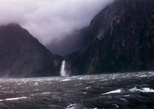 Milford Sound stormy white caps