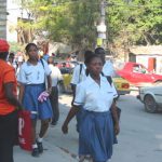 School girls by road