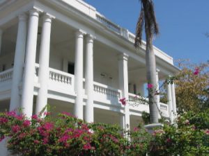 Beautiful white house with pillars