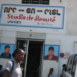 Girl in front of beauty salon