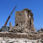 Restoration work at the entry gate to ancient Jerash Jerash
