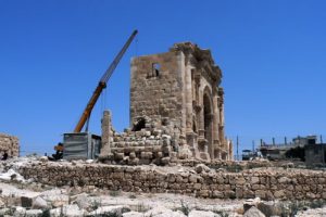 Restoration work at the entry gate to ancient Jerash Jerash