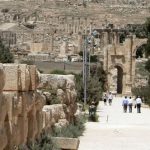 Approaching Hadrian's Arch at ancient Jerash Jerash is